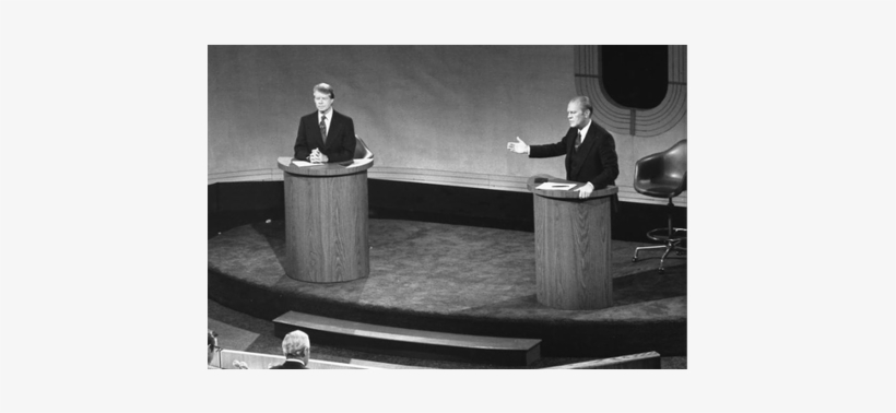 Image From The First Presidential Debate In Front Of - Jimmy Carter & Gerald Ford Bw Signed Autographed, transparent png #1639081