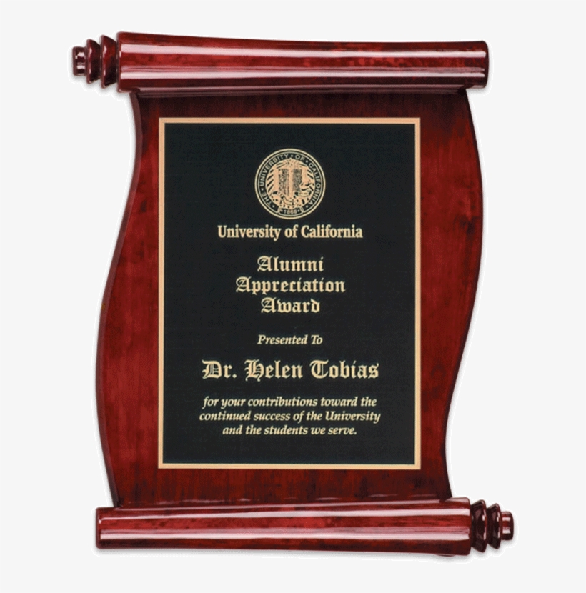 Piano Finish Rosewood Scroll Plaque With Sample Engraving - Plaque Of Appreciation Wood, transparent png #1639198