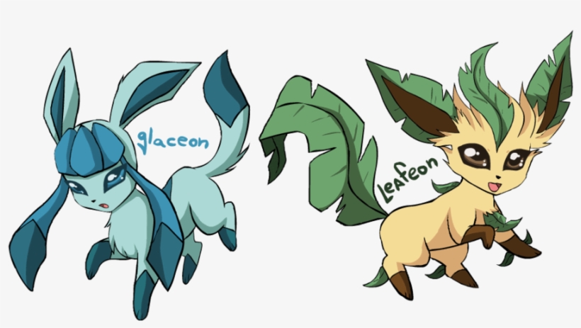 Eevee Evolutions Clan Images Glaceon And Leafeon Wallpaper - Eevee Evolutions Leafeon And Glaceon, transparent png #1640834