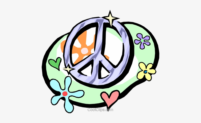Peace Sign With Flower Power Symbols Royalty Free Vector - 1960s, transparent png #1641364