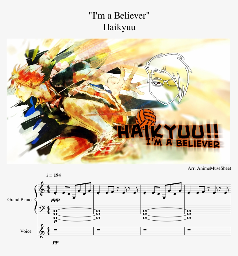 "i'm A Believer" Haikyuu Sheet Music Composed By Arr - Haikyuu Wallpaper Hinata, transparent png #1642098