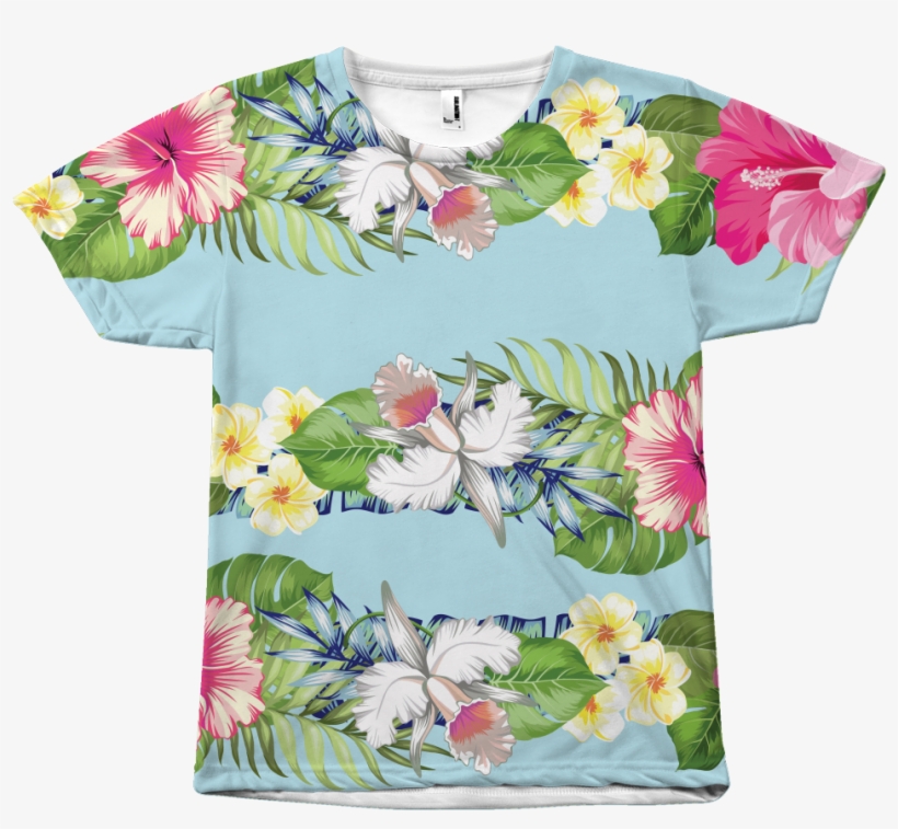Hibiscus Lei Aloha Hawaiian T Shirt For Him & Her - T-shirt, transparent png #1643782