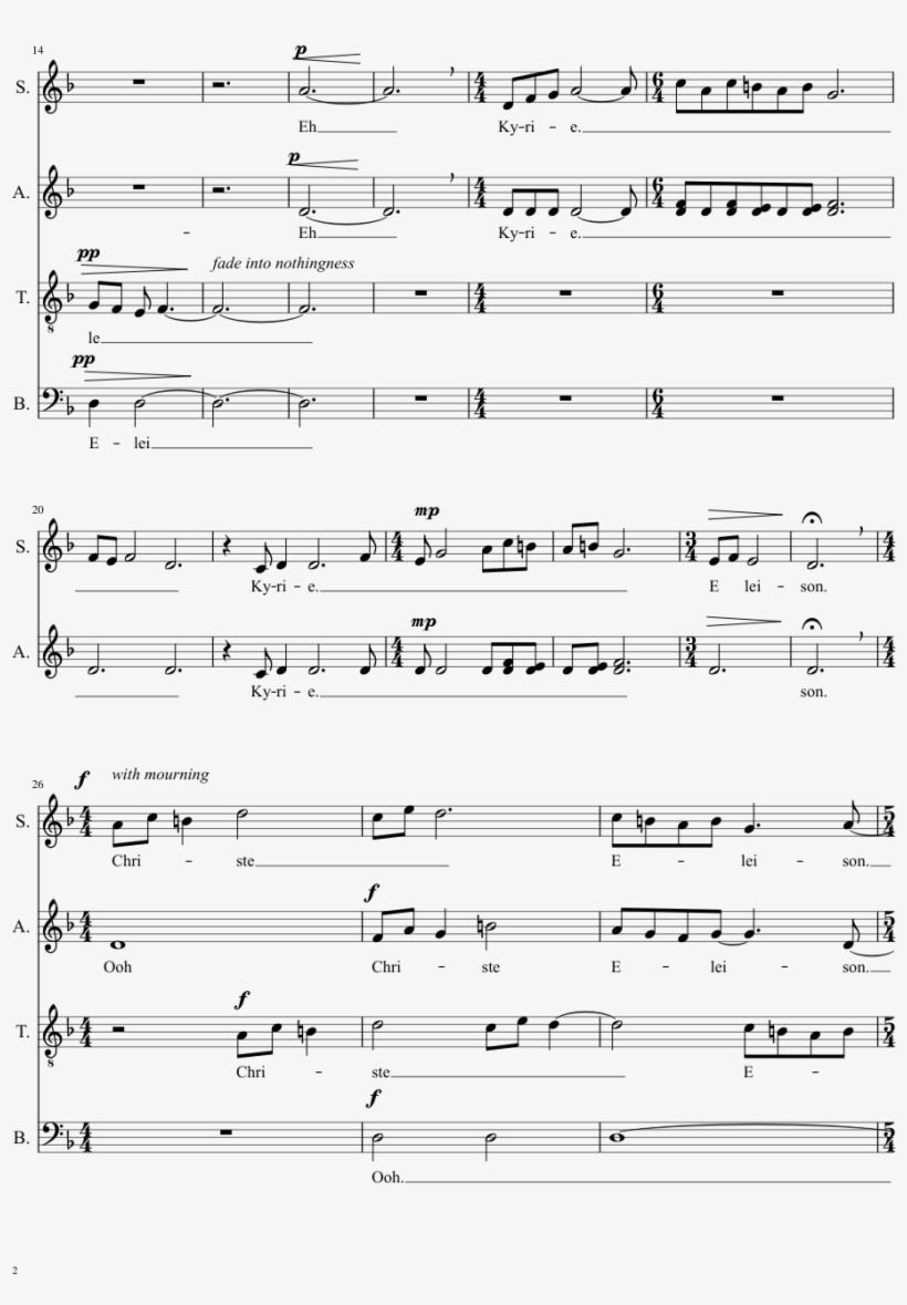 Kyrie Ii Sheet Music Composed By Yoshihisa Hirano 2 - Shiki Eau De Vie Piano Sheet, transparent png #1644038