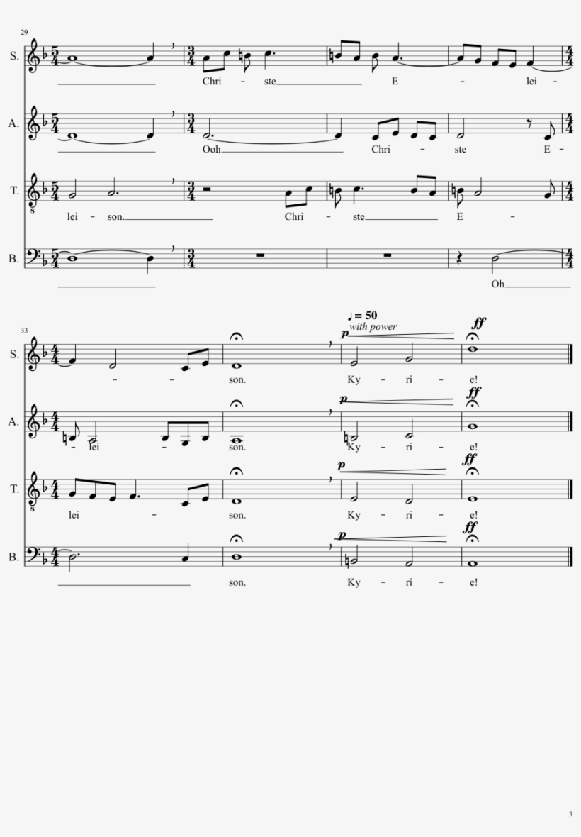 Kyrie Ii Sheet Music Composed By Yoshihisa Hirano 3 - Kyrie Ii, transparent png #1644310