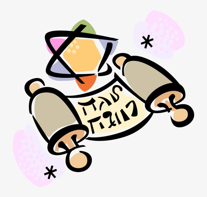 Vector Illustration Of Jewish Hebrew Sefer Torah Scroll - Judaism, transparent png #1644399