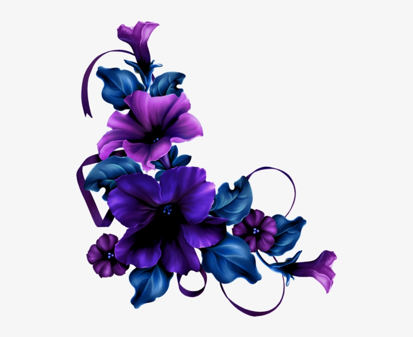 Coins,corners,bordures - Corner Flowers Blue Png, transparent png #1645972
