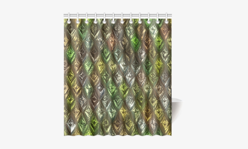 Rhombus, Diamond Patterned Green Shower Curtain - Leather, transparent png #1646780