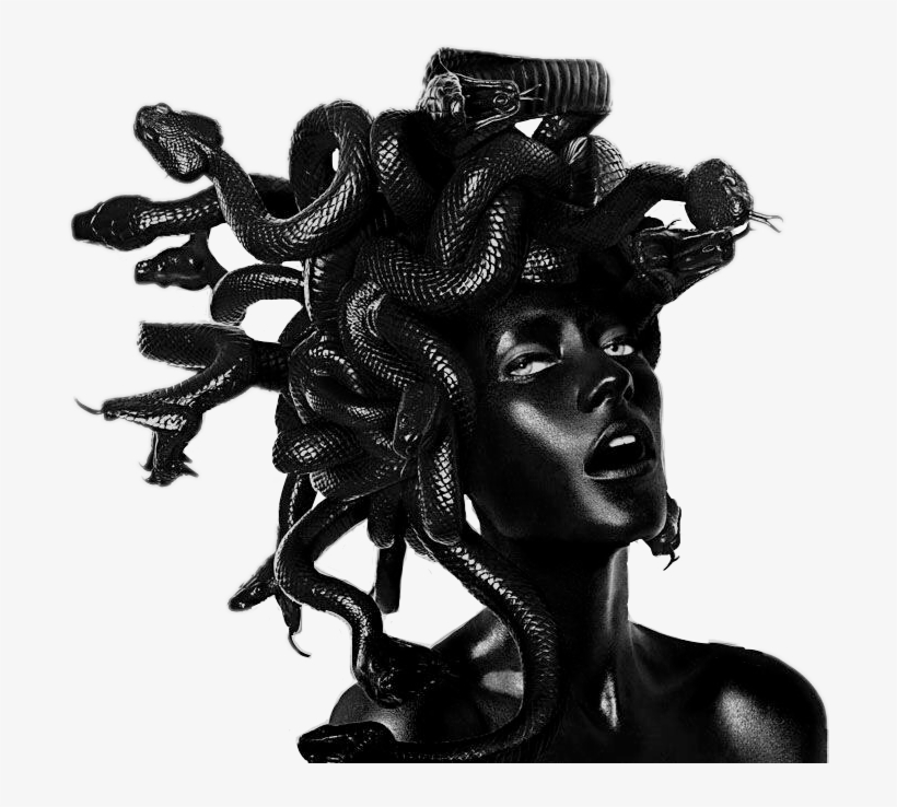 Vaporwave Aesthetic Black Medusa Snake Statue Grunge - Rankin Damien Hirst, transparent png #1647359