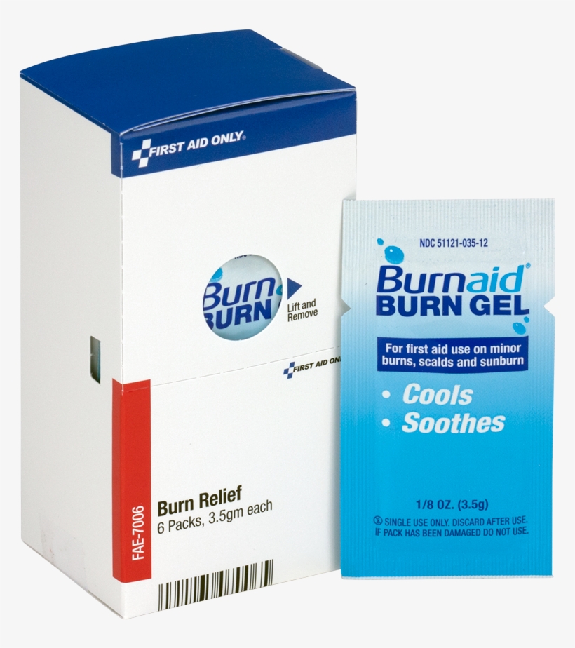 Burn Relief Gel Burn Relief Gel Burn Relief Gel - First Aid Only Fae-7006 Sc Refill Burn Gel, 6/box, transparent png #1647791