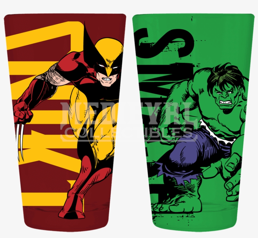 Marvel Wolverine And Hulk Pint Set - Superhero Marvel & Dc Comics Embossed Tin Letter, transparent png #1648930