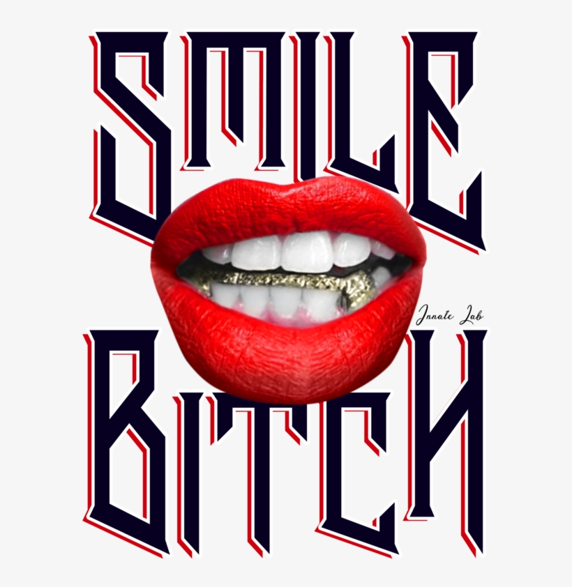 Smile Bitch Female Grillz Gold Lips Air Jordan 13 He, transparent png #1649930