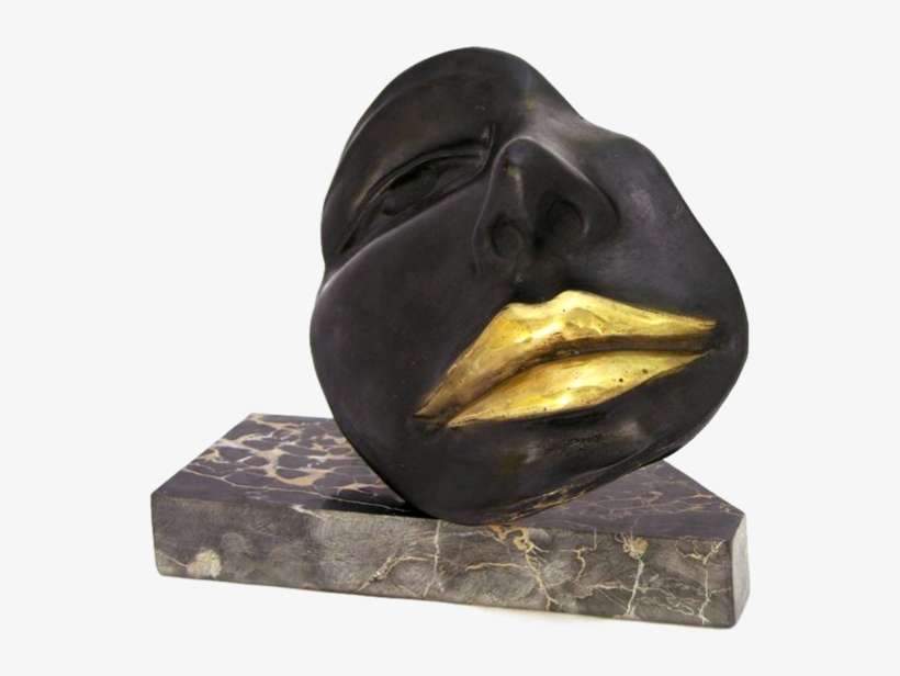 Black Sexy Bronze Sculpture Of A Partial Face With - Sculpture, transparent png #1649985
