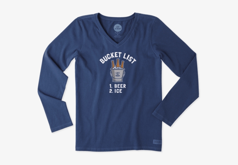 Women's Bucket List Long Sleeve Crusher Vee - Life Is Good, transparent png #1650044