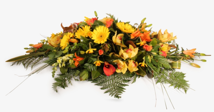 Yellow And Orange Casket Spray - Funeral Flowers Png, transparent png #1650894
