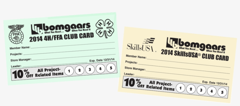 Bomgaars 4h/ffa And Skillsusa Club Cards Banner - Bomgaars, transparent png #1652501