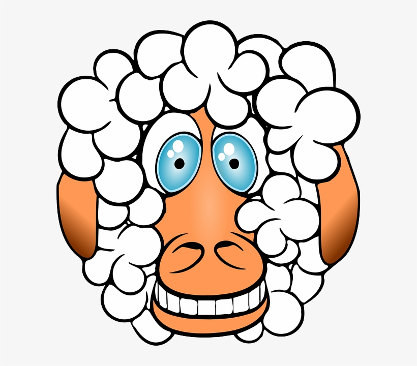 Sheep Blue Eyes - Crazy Sheep Cartoon, transparent png #1656023