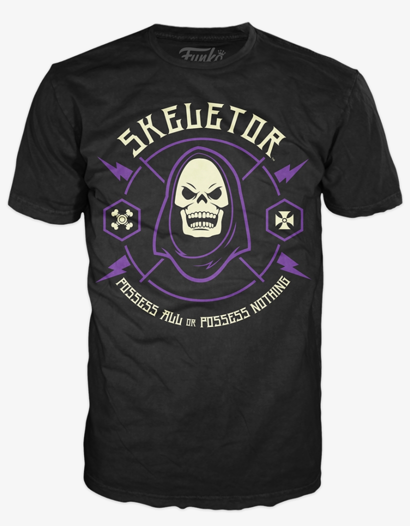 New Funko Shop Exclusives Skeletor Tee And Butterhorn - Schorem Run Hippie Run, transparent png #1656195