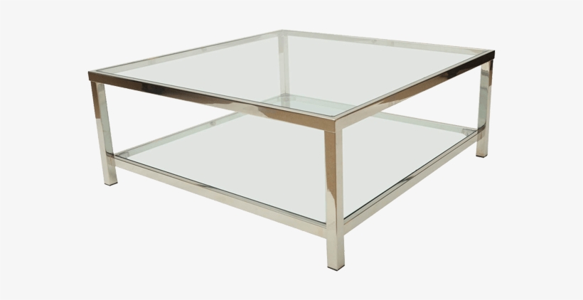 Square Chrome And Glass Coffee Table, transparent png #1656575