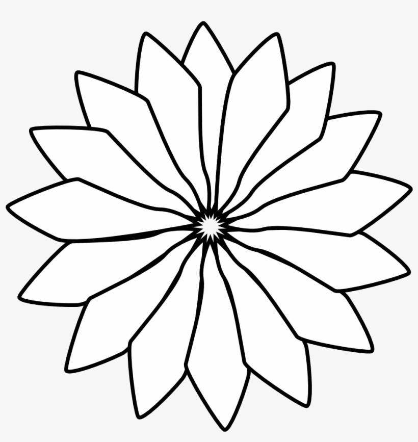 Black White Line Art Flower Valentine Png 46 K Red - Floral Design, transparent png #1656825