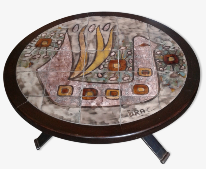 Table Basse Vallauris A Décor D 'oiseau Signée Drac - Vallauris, transparent png #1657041