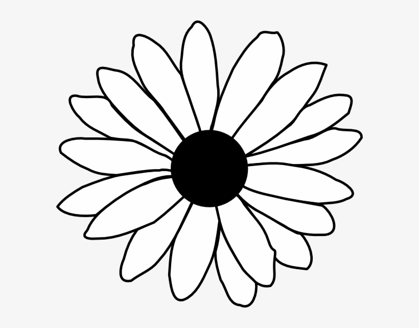 Flower Line Drawing Clip Art Free - Daisy Clipart Black And White, transparent png #1657185
