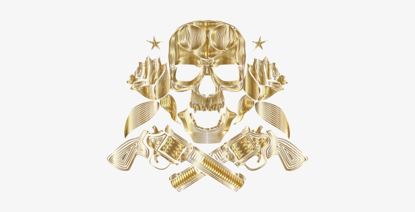 Skull 01504 Gold Text Messaging - Clip Art, transparent png #1657361