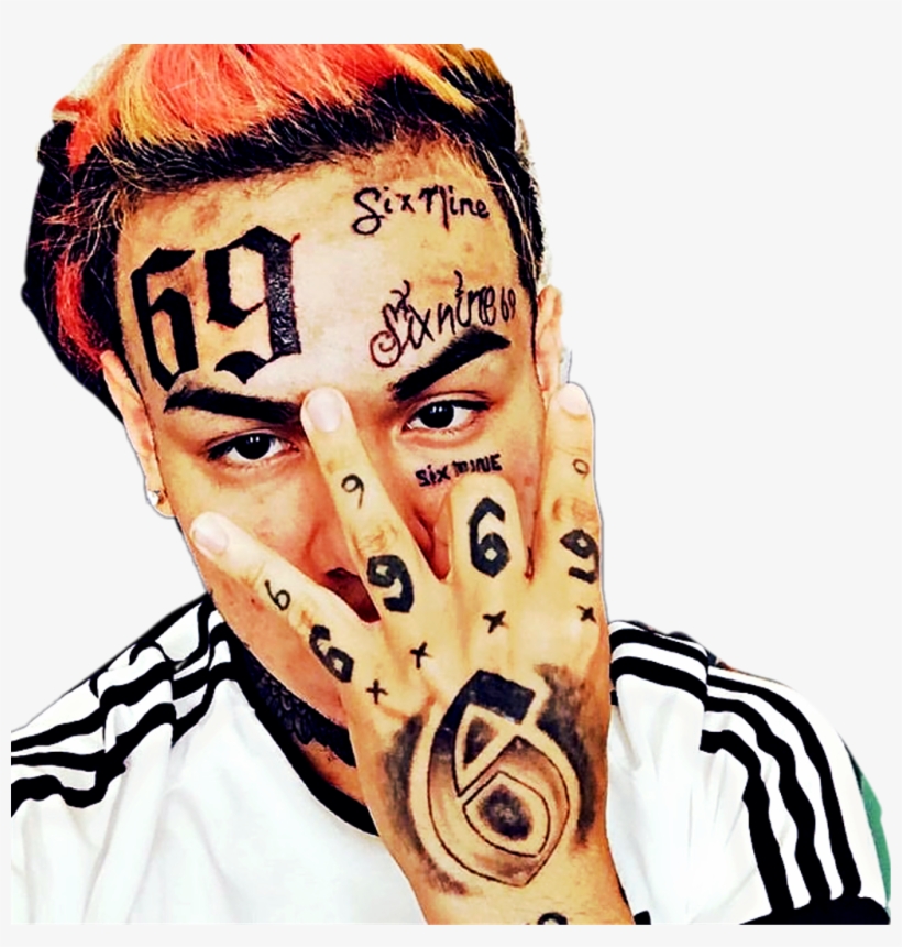 Clipart Black And White Library 6ix9ine Drawing - 6ix9ine Face Tattoos, transparent png #1657428