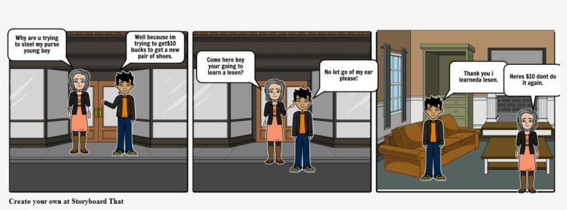 Why Are U Trying To Steel My Purse Young Boy Well - Storyboard, transparent png #1658565