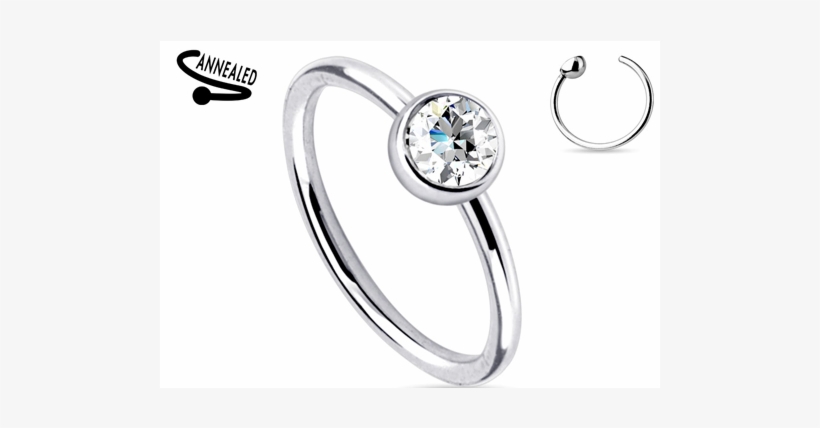 Nocr06z - Piercing Ring Met Plat Kristal - 10 Mm - Licht Paars, transparent png #1659130