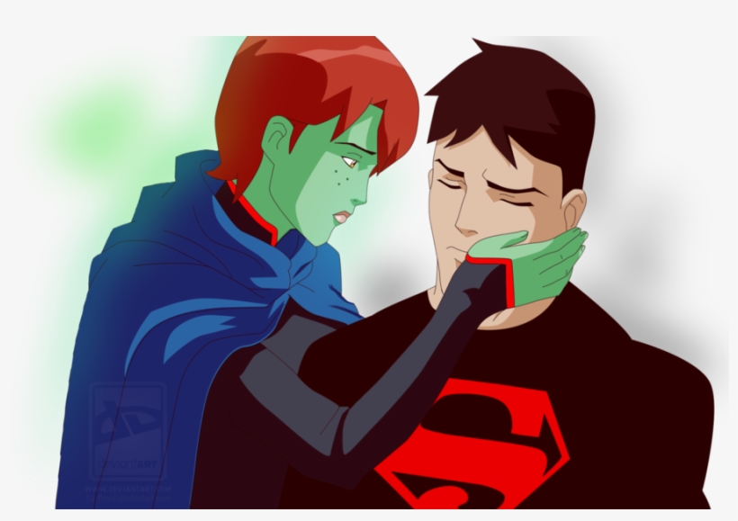 Young Justice Superboy And Miss Martian Kiss Download - Young Justice Supermartian Fanart, transparent png #1659831