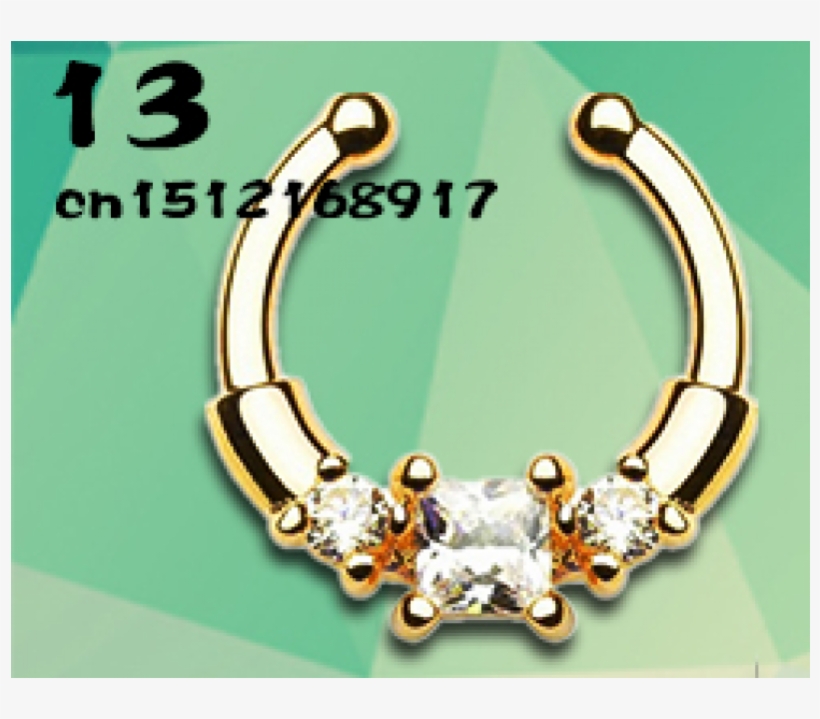 Taffstyle Septum Fake Nasenpiercing Schmuck 3 Kristalle, transparent png #1660221