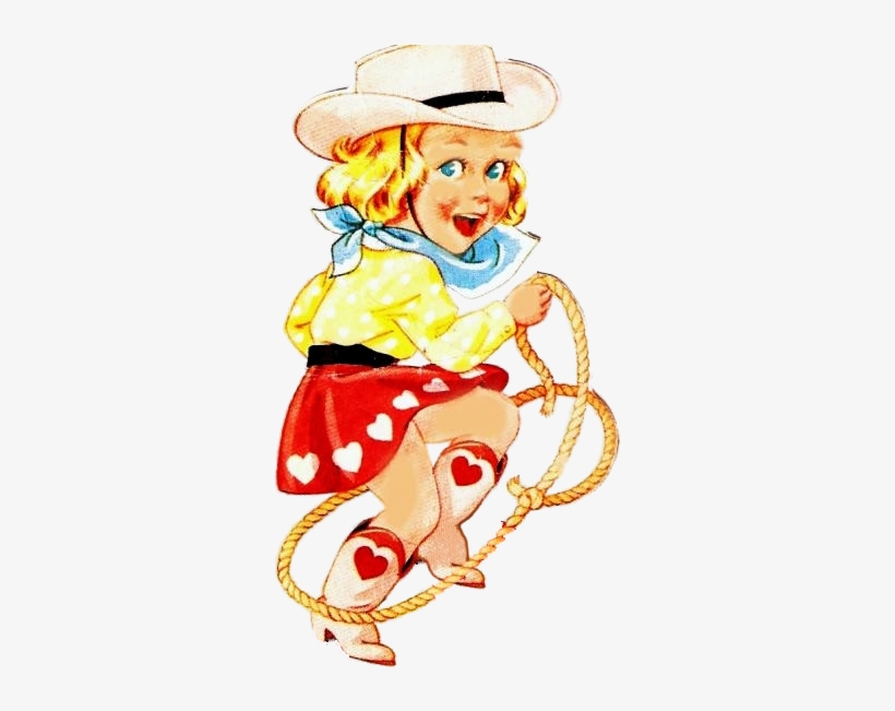 Cowgirl W/lasso Valentine - Vintage Little Cowgirl, transparent png #1661992