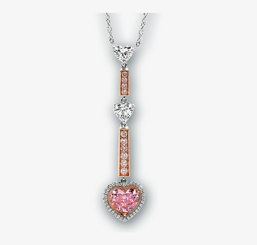 Three Heart Diamond Necklace - Pendant, transparent png #1664325