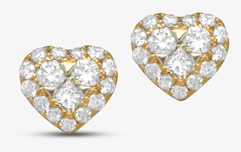 Lady Lovely Rose Gold Diamond Heart Earrings - Earring, transparent png #1664640