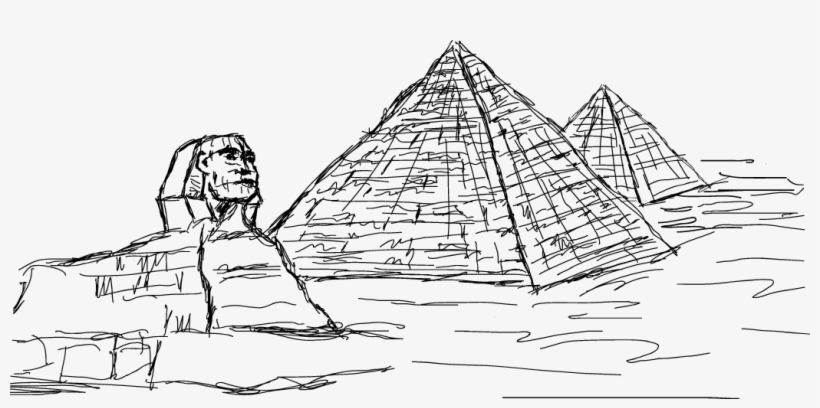 Great Sphinx Of Giza Great Pyramid Of Giza Egyptian - Great Pyramids Of Giza Drawing, transparent png #1665252