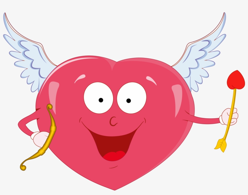 Vector Freeuse Download Valentine Heart With Cupid - Valentine Heart And Cupid, transparent png #1665429