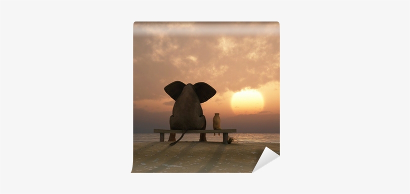 Elephant And Dog Sit On A Summer Beach Wall Mural • - Doing Nothing Often Leads To The Very Best Something, transparent png #1665534