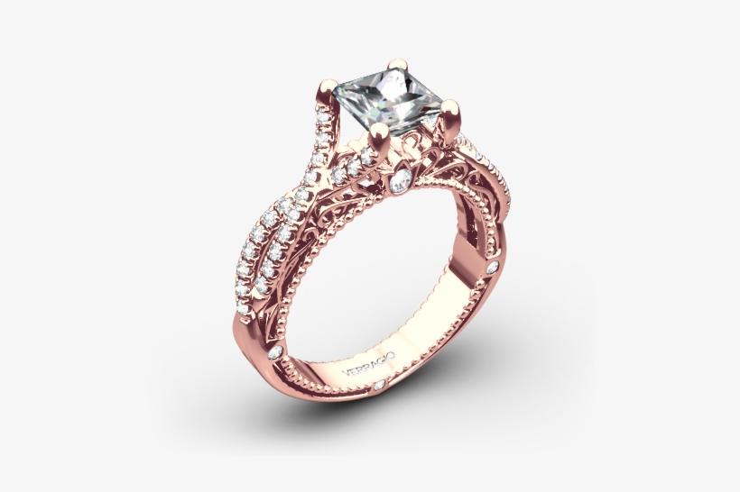 Verragio Afn 5003 2 Pave Twist Diamond Engagement Ring - Rose Gold Rings Png, transparent png #1665753