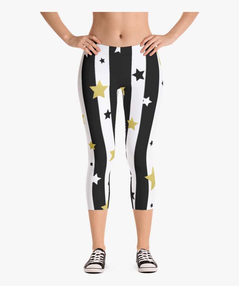 Golden Stars And Stripes Capri Leggings - Nothing., transparent png #1668036