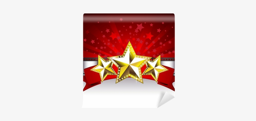 Background With Golden Stars On The Red Banner And - Kino Clipart, transparent png #1668268