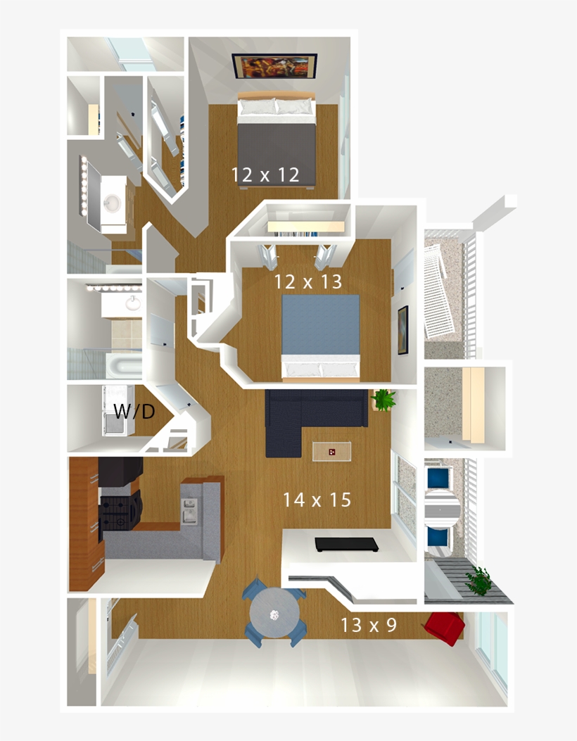 Bent Tree Apartments - Floor Plan, transparent png #1669278