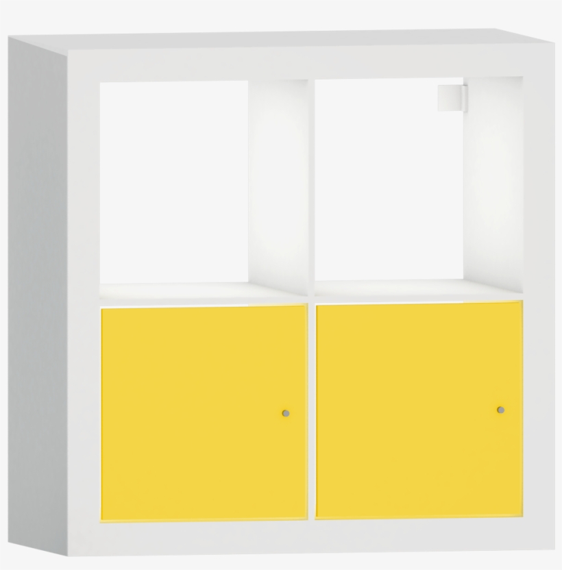 Kallax Shelf With Doors White Yellow Square 3d View - Computer-aided Design, transparent png #1670169