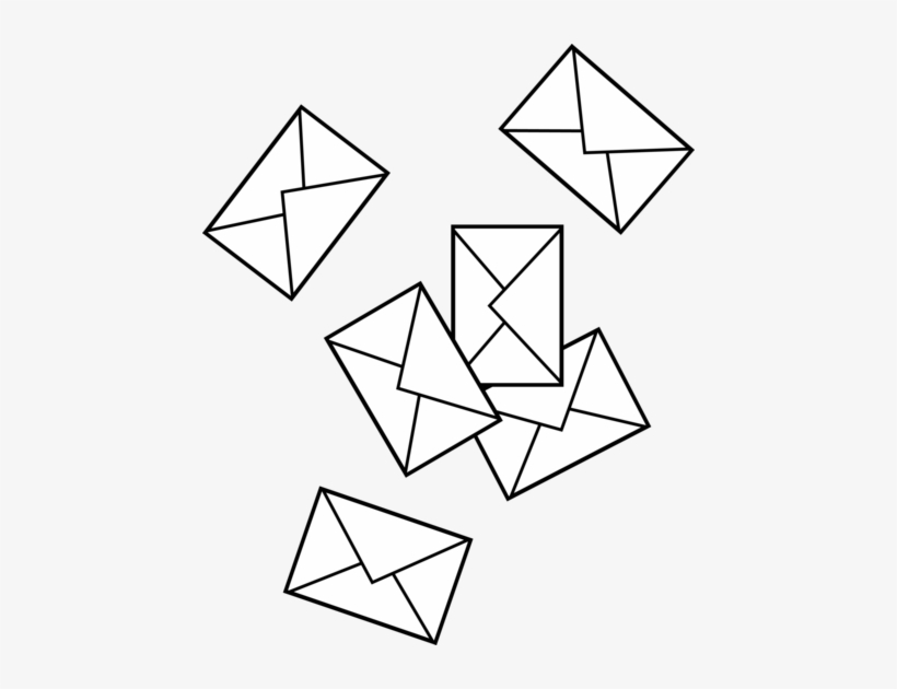 Scattered Mail Envelopes - Mail Clip Art Black And White, transparent png #1671419