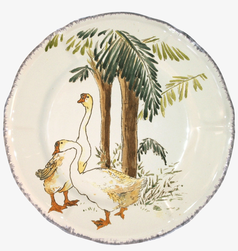 1 Dessert Plate Oies Cendrées - Gien France Grands Oiseaux Dessert Plate Cygnes 9 In., transparent png #1671611