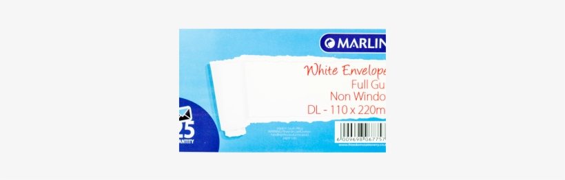 Marlin Envelopes Dl White 25's Gum - Marlin White Dl Self Seal Non Window Envelope - 25, transparent png #1671696
