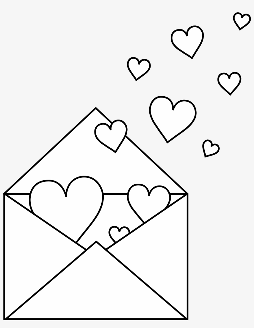 Colorable Love Letter - Valentine Mailbox Coloring Page, transparent png #1671836