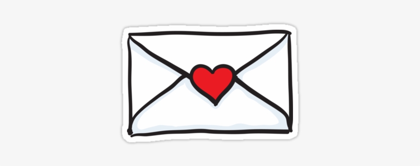 Love Letter Sticker Featuring A Cartoon Illustration - Cartoon Envelope  With Heart - Free Transparent PNG Download - PNGkey
