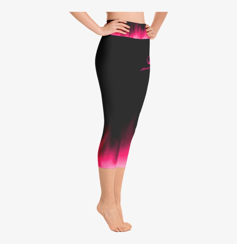 Pink Ombre Flames Yoga Capri Leggings, transparent png #1672719
