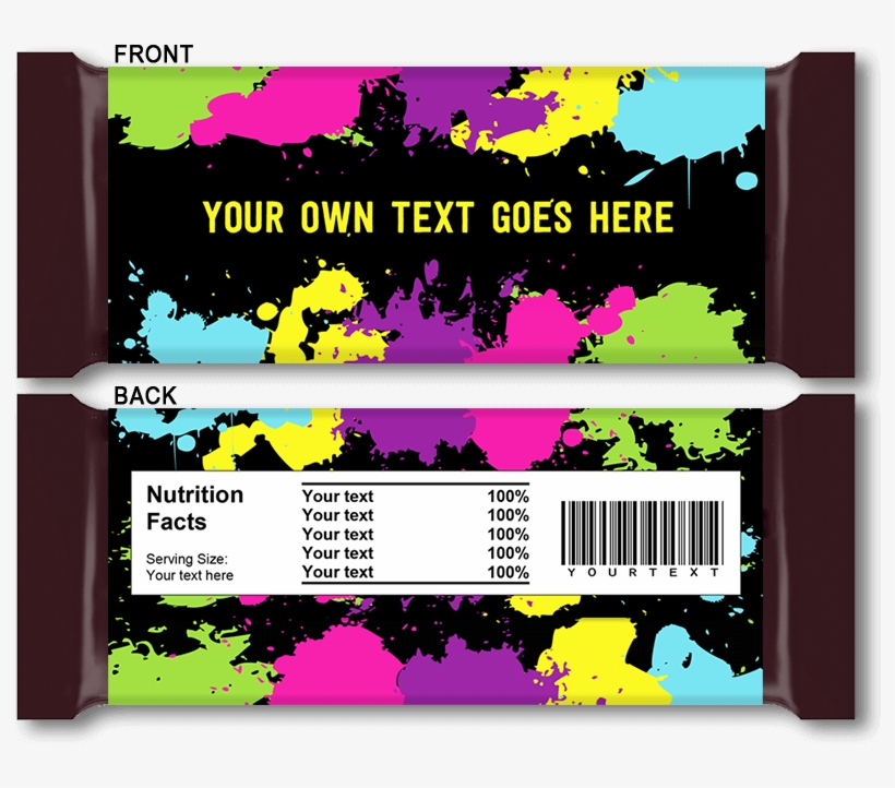 Neon Glow Party Hershey Candy Bar Wrappers - Back Of Chocolate Wrapper, transparent png #1672864
