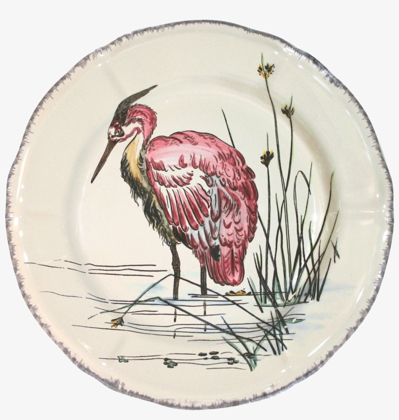 Gien Grands Oiseaux Dinner Plate - Heron, transparent png #1673611